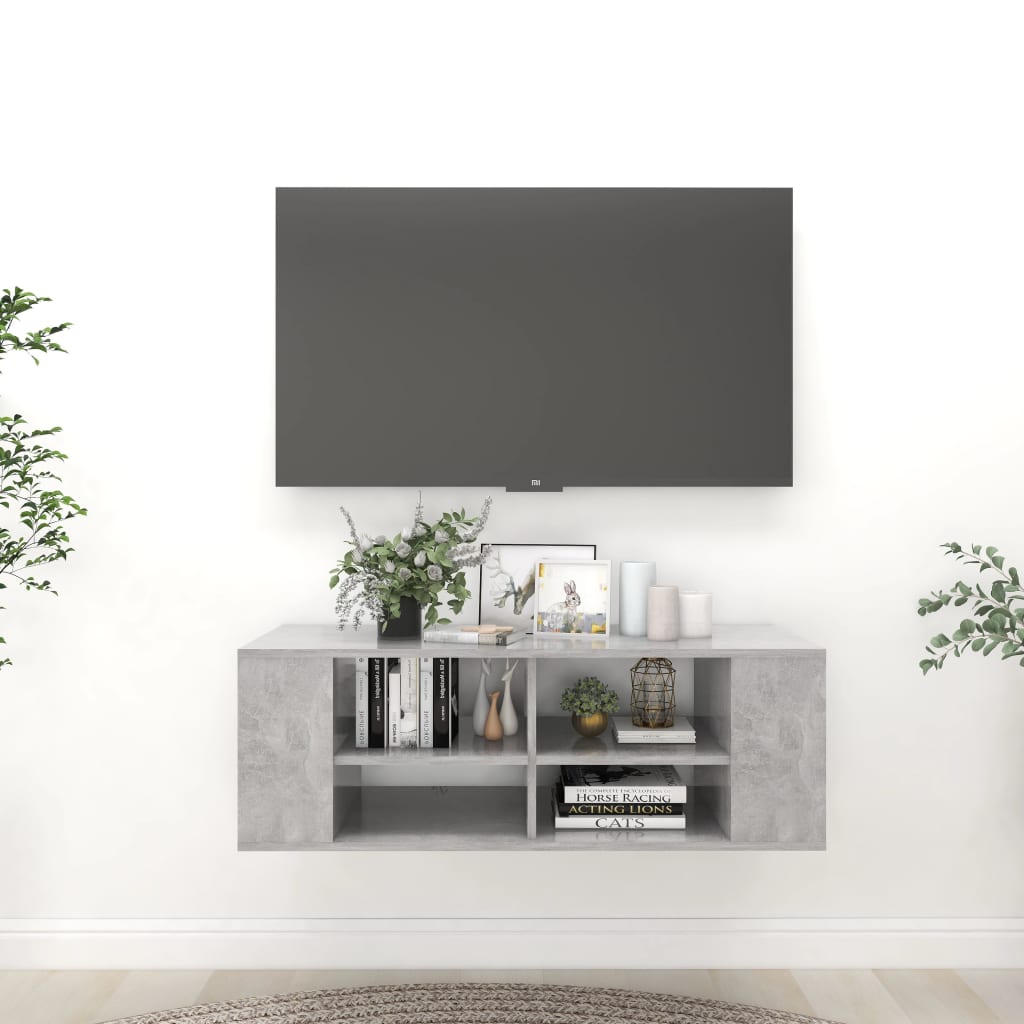 Mobile TV Parete Grigio Cemento 102x35x35 cm Legno Multistrato - homemem39