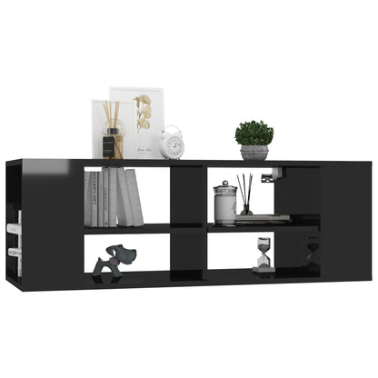 Mobile TV da Parete Nero Lucido 102x35x35 cm Legno Multistrato - homemem39