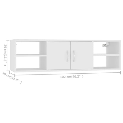 Scaffale a Parete Bianco 102x30x29 cm in Legno Multistrato | homemem39