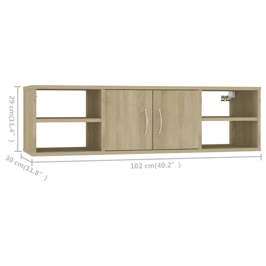 Scaffale a Parete Rovere Sonoma 102x30x29 cm Legno Multistrato | homemem39