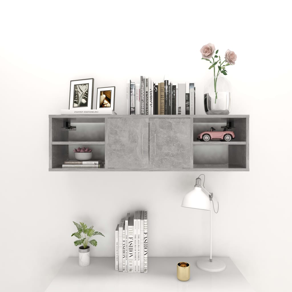 Scaffale a Parete Grigio Cemento 102x30x29 cm Legno Multistrato | homemem39