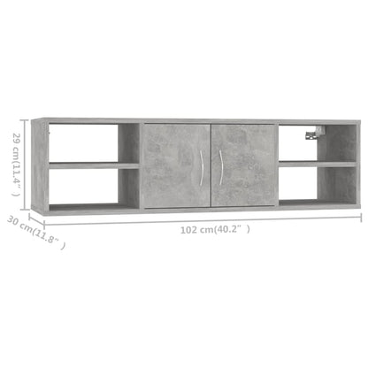 Scaffale a Parete Grigio Cemento 102x30x29 cm Legno Multistrato | homemem39