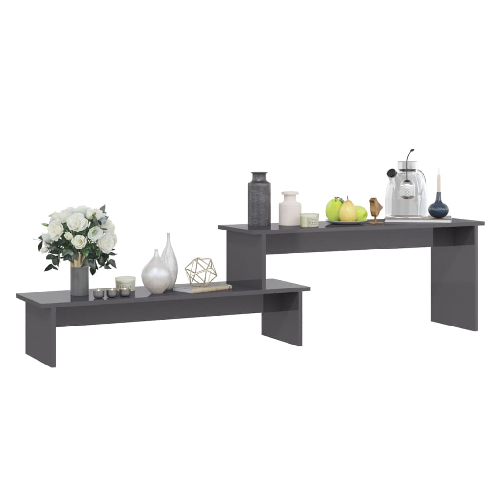 Mobile Porta TV Grigio Lucido 180x30x43 cm in Legno Multistrato - homemem39