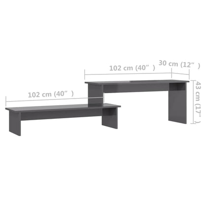 Mobile Porta TV Grigio Lucido 180x30x43 cm in Legno Multistrato - homemem39