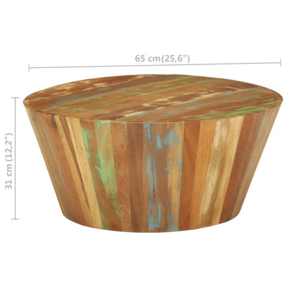 Tavolino da Salotto Ø65x31 cm in Legno Massello di Recupero | homemem39