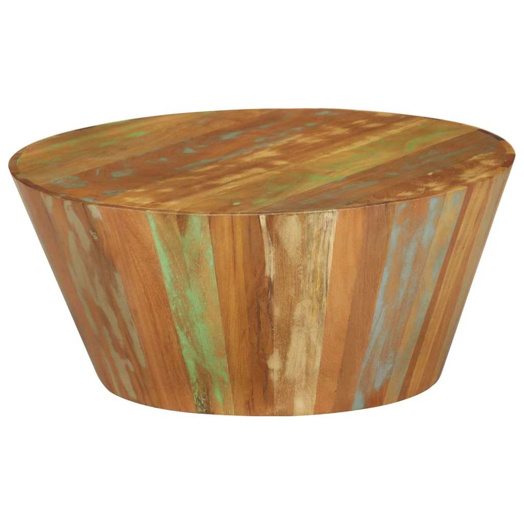 Tavolino da Salotto Ø65x31 cm in Legno Massello di Recupero