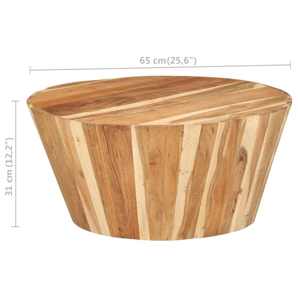 Tavolino da Salotto Ø65x31 cm in Legno Massello di Acacia | homemem39