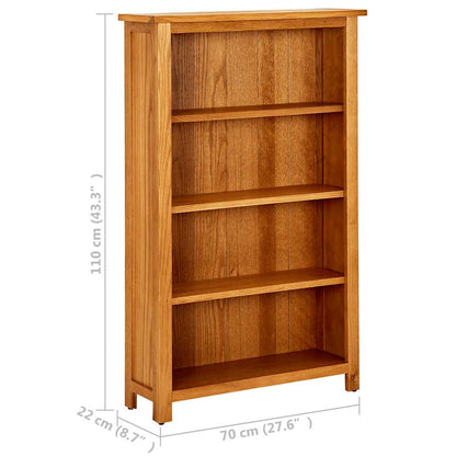 Libreria a 4 Ripiani 70x22x110 cm in Legno Massello di Rovere | homemem39