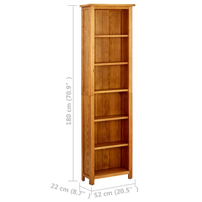Libreria a 6 Ripiani 52x22x180 cm in Legno Massello di Rovere | homemem39