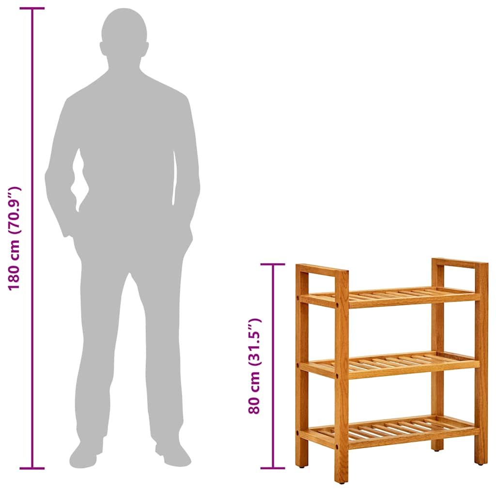 Scarpiera con 4 Ripiani 50x27x80 cm in Legno Massello di Rovere