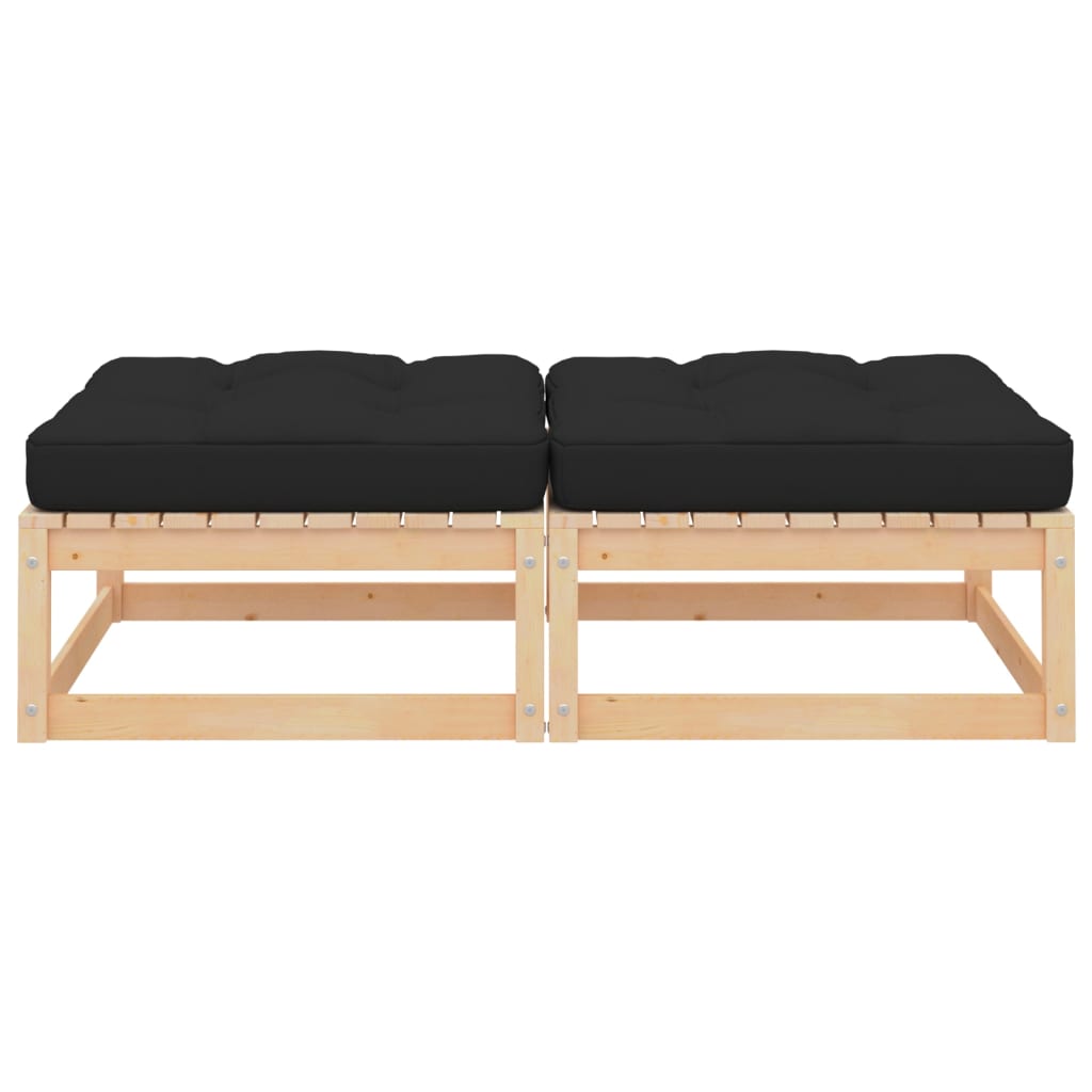 Poggiapiedi da Giardino con Cuscini 2 pz Legno Massello di Pino | homemem39