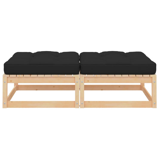 Poggiapiedi da Giardino con Cuscini 2 pz Legno Massello di Pino | homemem39