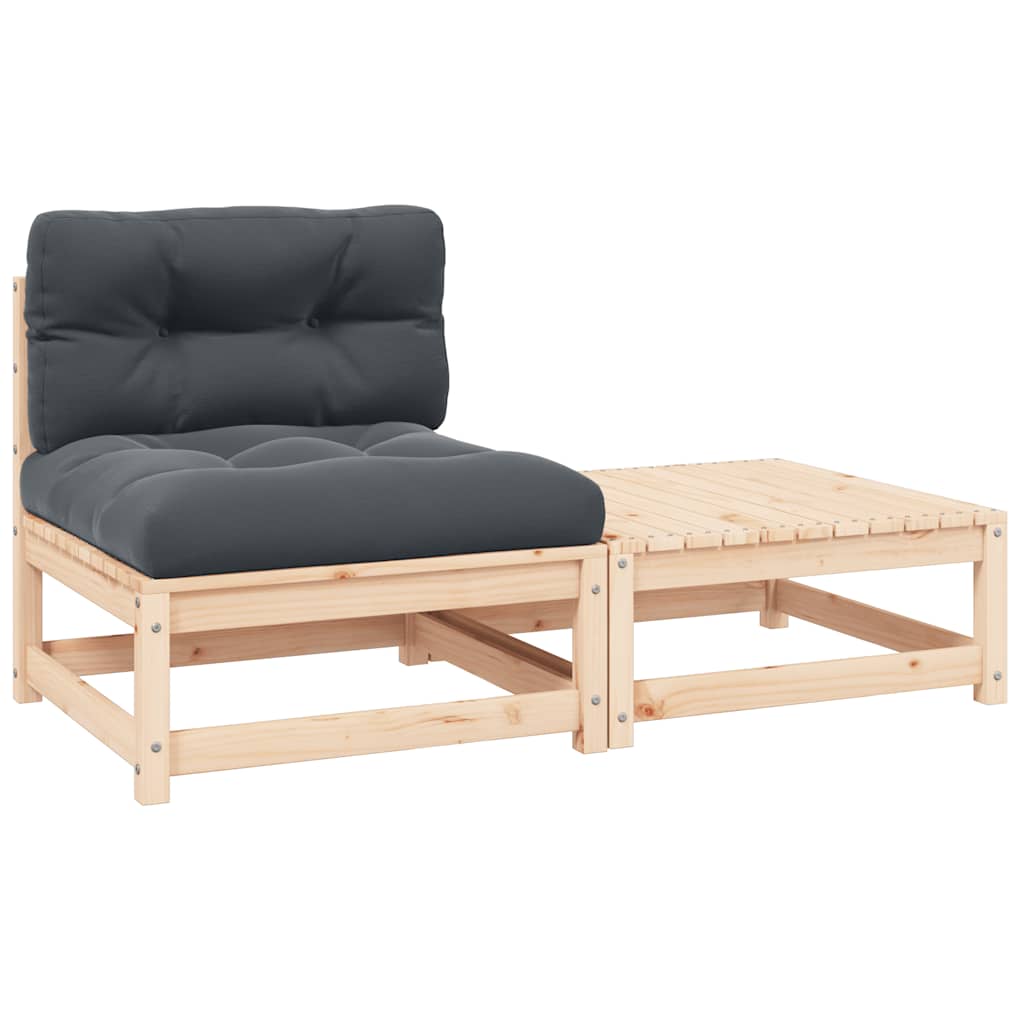 Set Divani da Giardino 2 pz con Cuscini Legno Massello Pino | homemem39