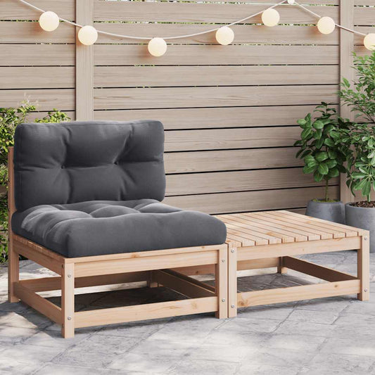 Set Divani da Giardino 2 pz con Cuscini Legno Massello Pino | homemem39