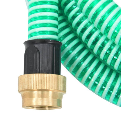 Tubo di Aspirazione con Raccordi in Ottone Verde 1,1" 15 m PVC