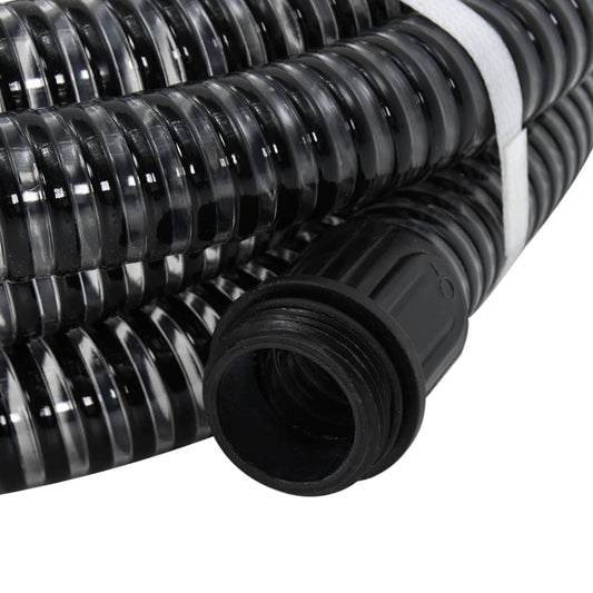 Tubo di Aspirazione con Raccordi in Ottone Nero 1,1" 20 m PVC
