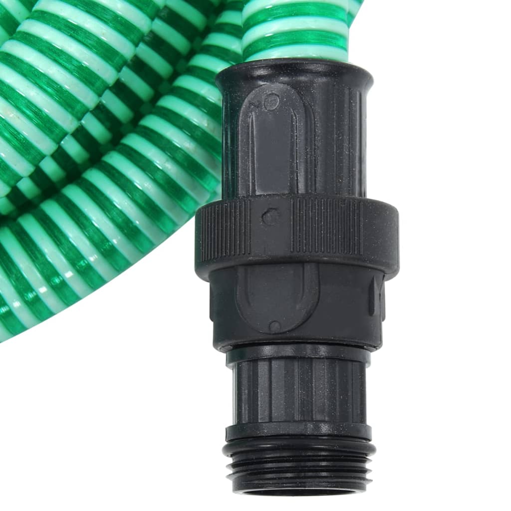 Tubo di Aspirazione con Raccordi in Ottone Verde 11" 10 m PVC