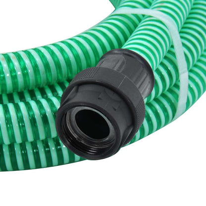 Tubo di Aspirazione con Raccordi in Ottone Verde 11" 10 m PVC