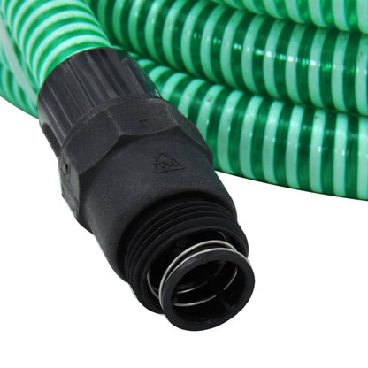 Tubo di Aspirazione con Raccordi in Ottone Verde 11" 10 m PVC