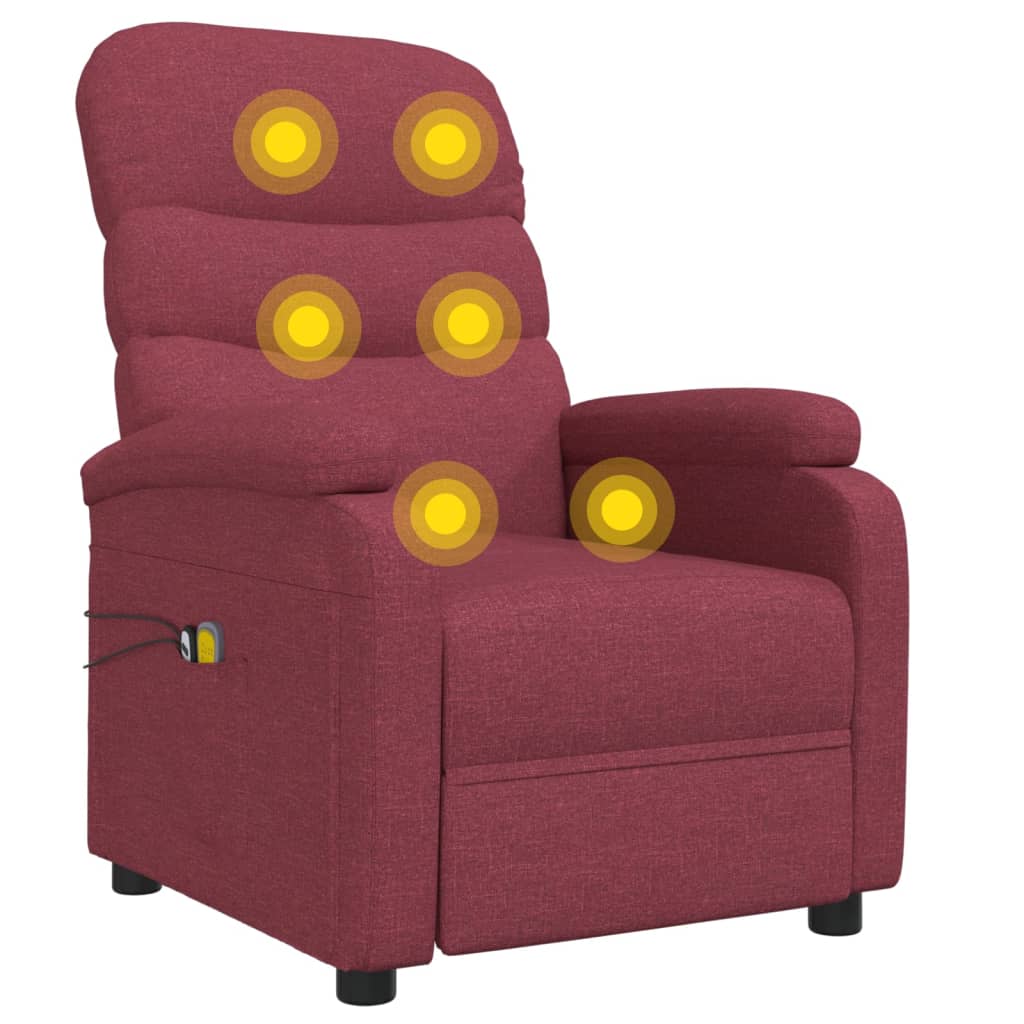 Poltrona Massaggiante Elettrica Rosso Vino in Tessuto - homemem39