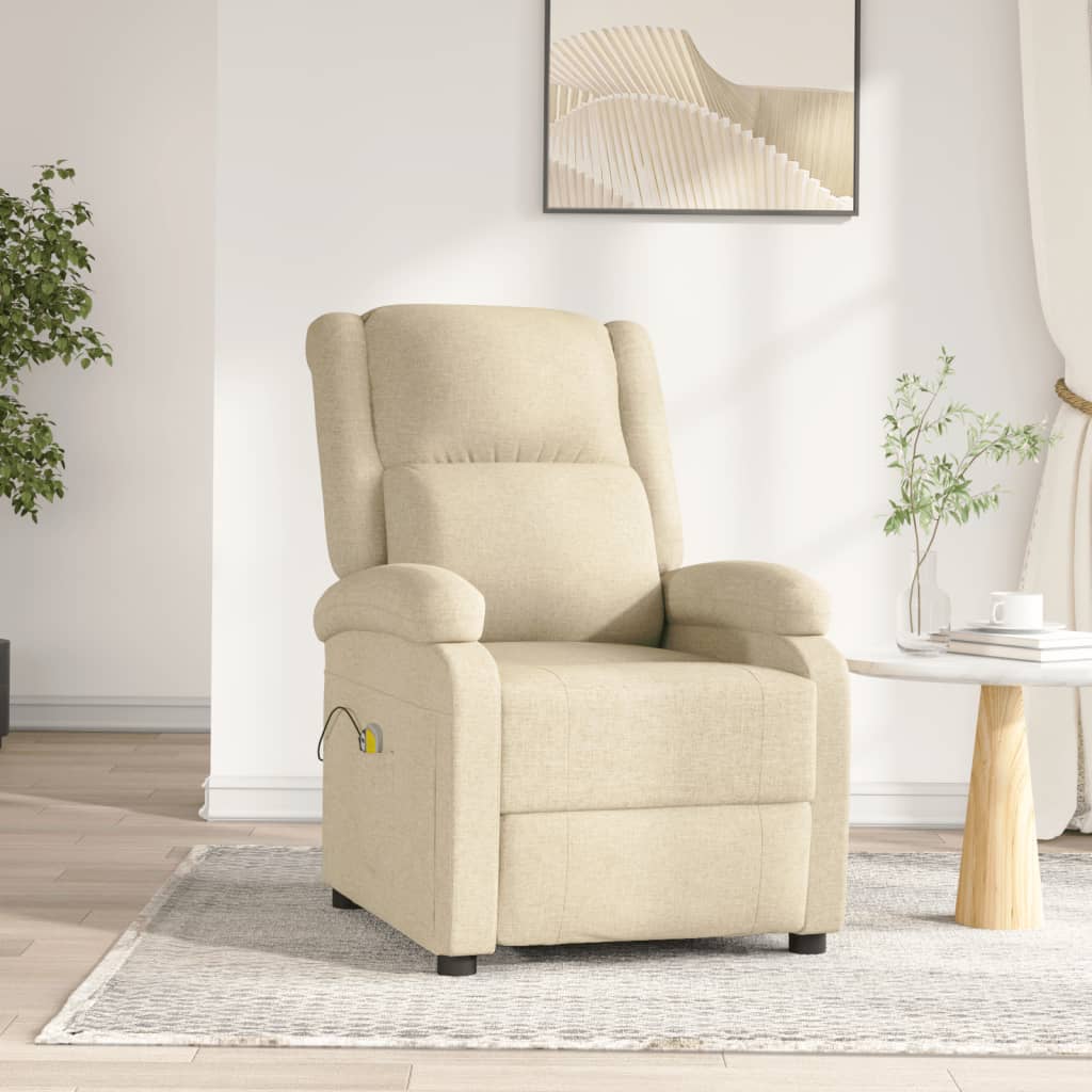 Poltrona Massaggiante Elettrica Crema in Tessuto | homemem39