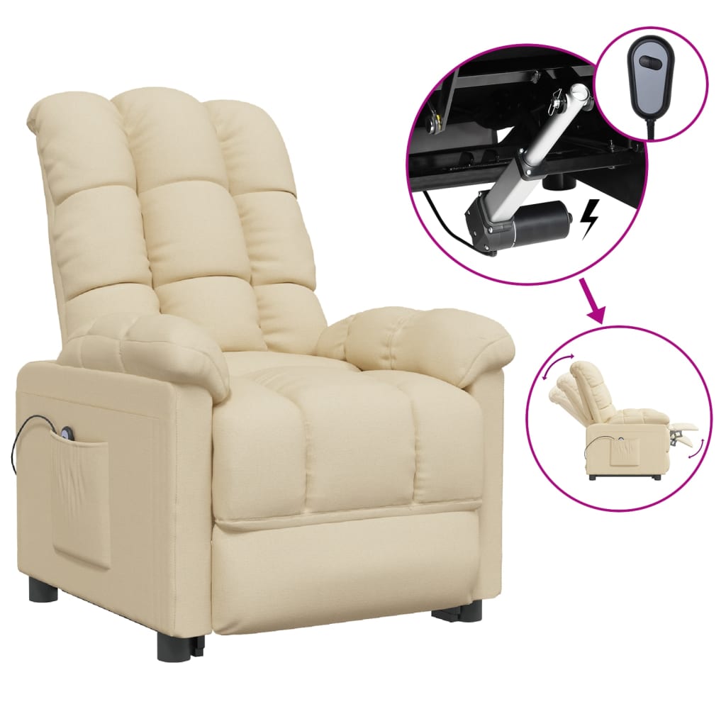 Poltrona Elettrica Reclinabile Crema in Tessuto | homemem39