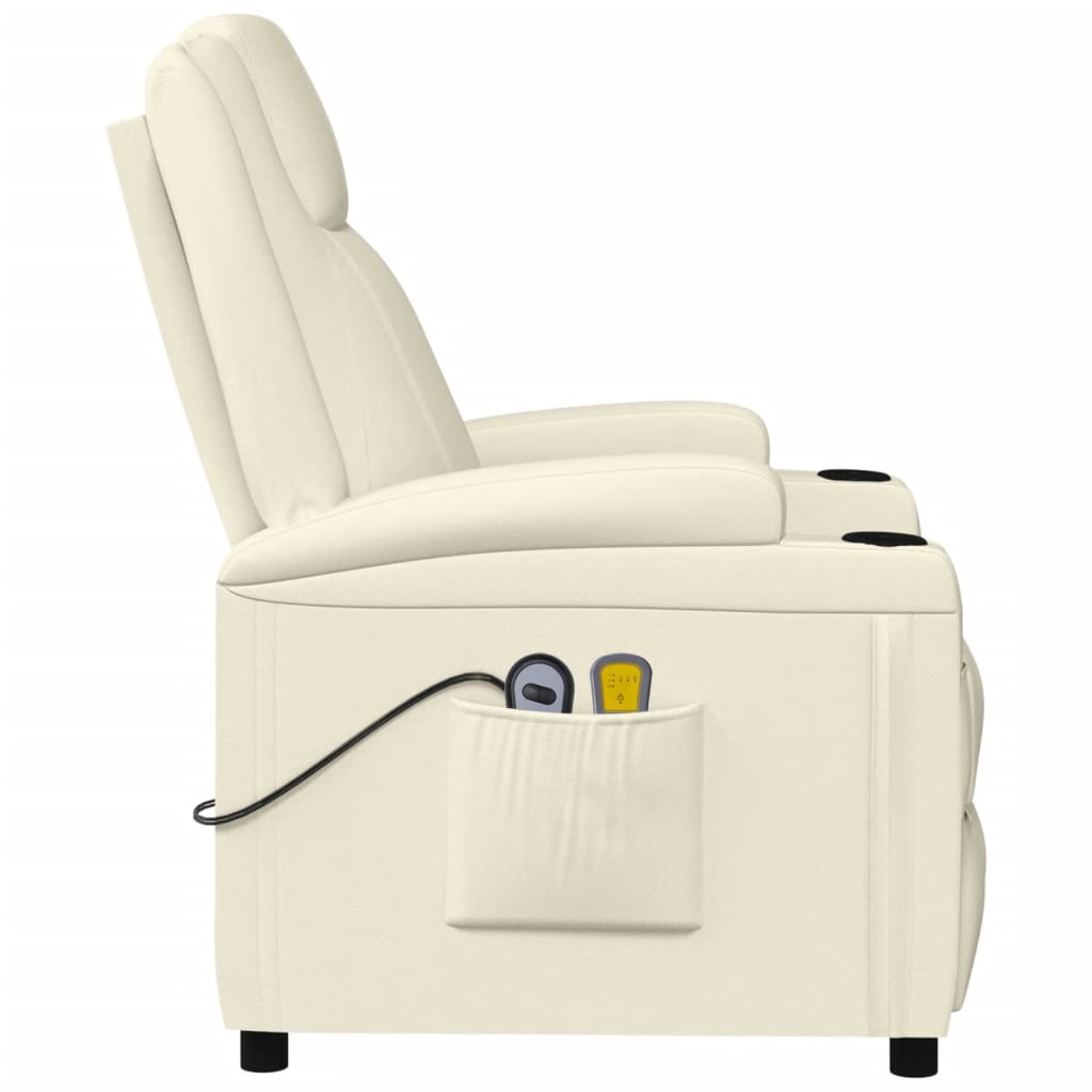 Poltrona Massaggiante Elettrica Bianco Crema Similpelle | homemem39