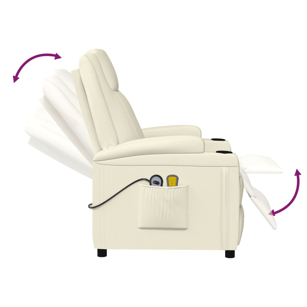Poltrona Massaggiante Elettrica Bianco Crema Similpelle | homemem39