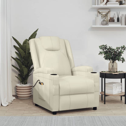 Poltrona Massaggiante Elettrica Bianco Crema Similpelle | homemem39