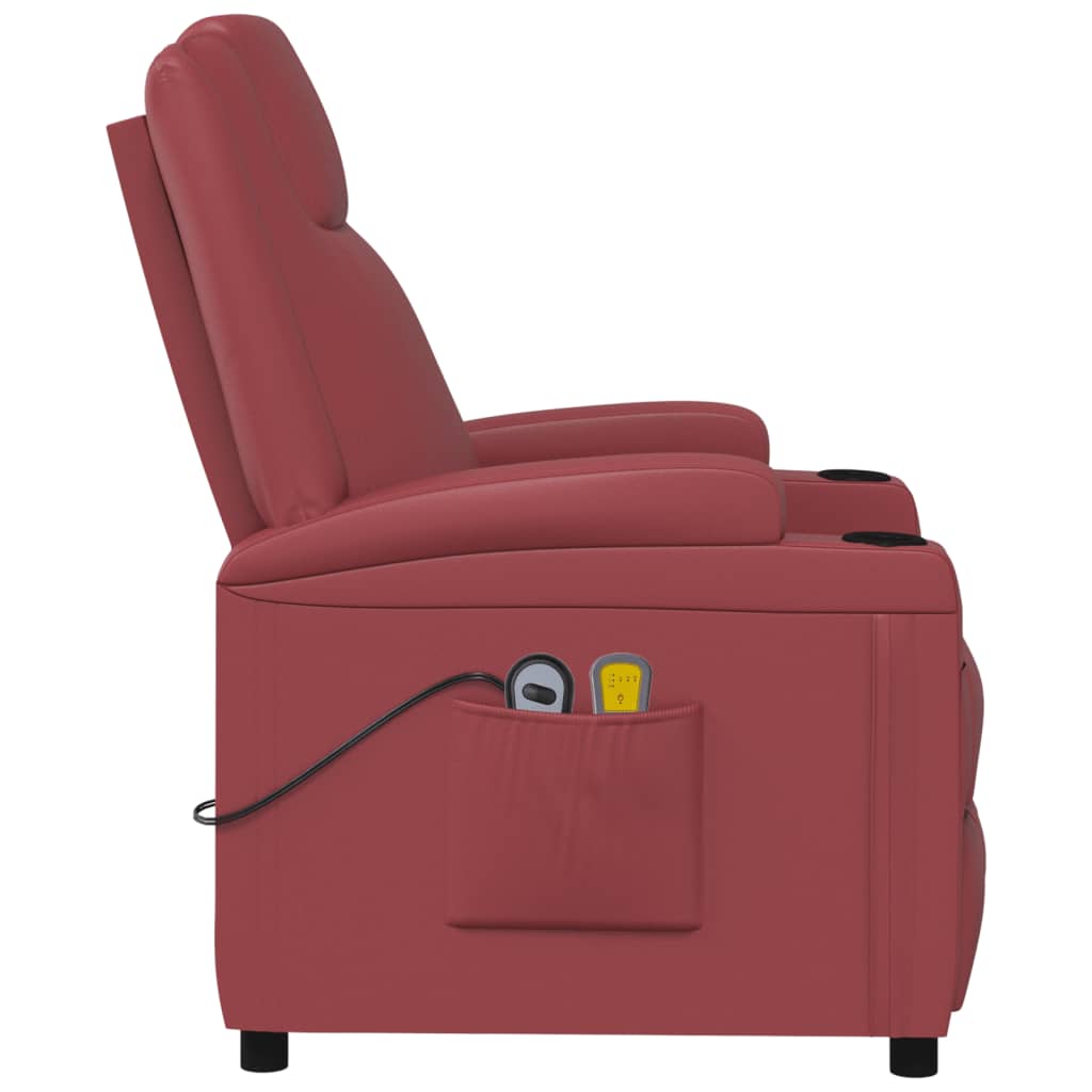 Poltrona Massaggio Elettrica Rosso Vino Similpelle | homemem39