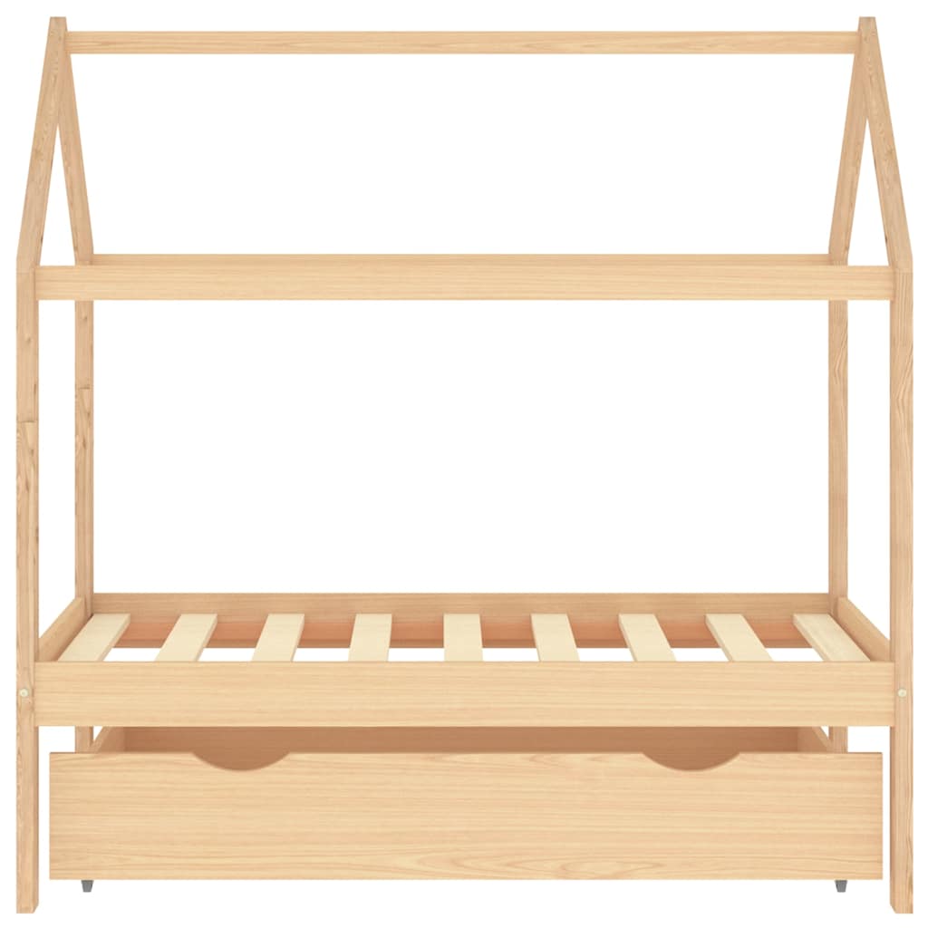 Giroletto per Bambini con Cassetto in Pino Massello 70x140 cm - homemem39
