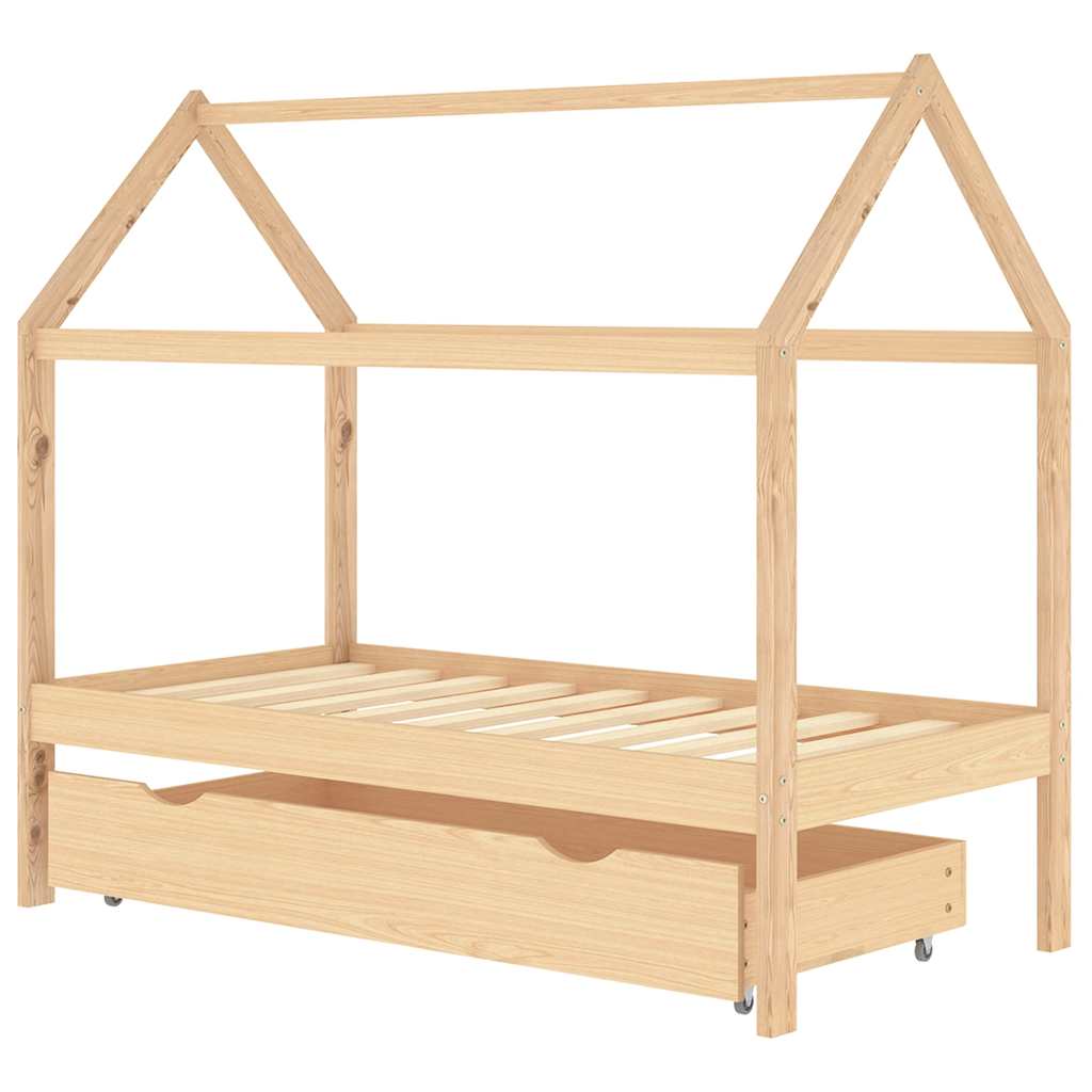 Giroletto per Bambini con Cassetto Legno Massello Pino 80x160cm - homemem39