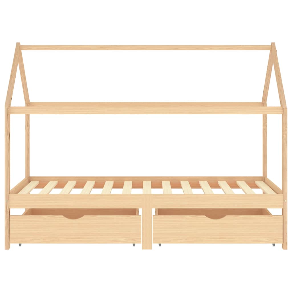 Giroletto per Bambini con Cassetti in Pino Massello 90x200 cm - homemem39