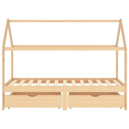 Giroletto per Bambini con Cassetti in Pino Massello 90x200 cm - homemem39
