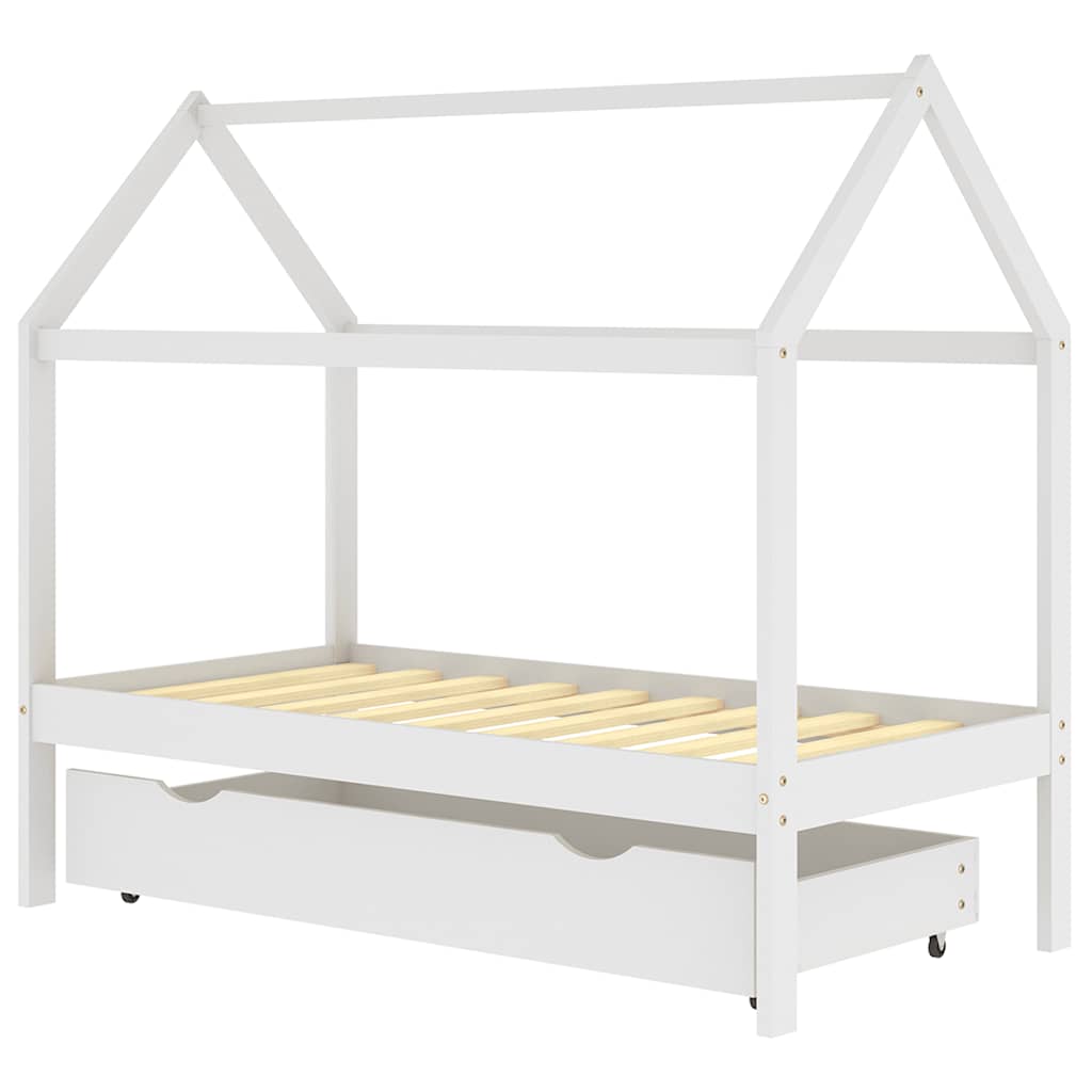 Giroletto per Bambini con Cassetto Bianco Legno Pino 80x160 cm - homemem39