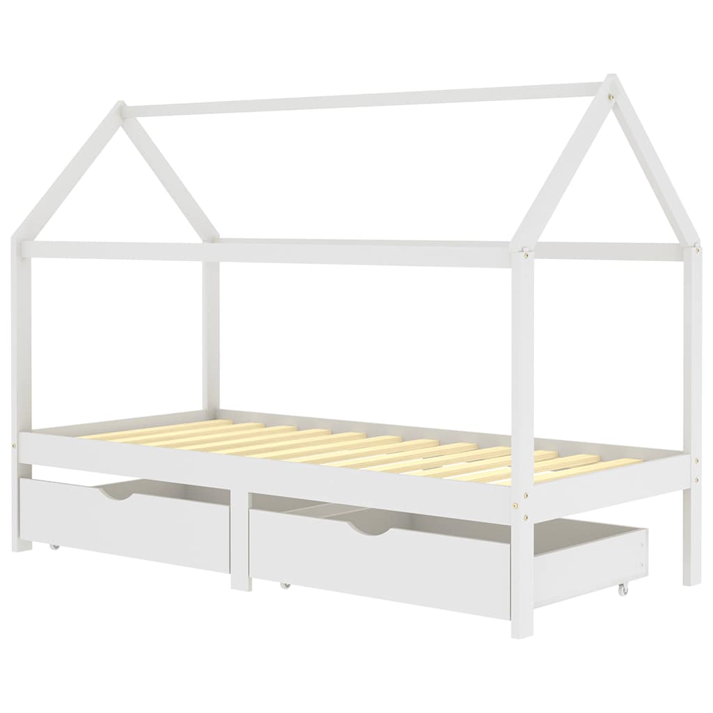 Giroletto Bambini con Cassetti Bianco Pino Massello 90x200 cm - homemem39
