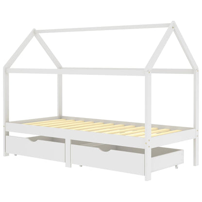 Giroletto Bambini con Cassetti Bianco Pino Massello 90x200 cm - homemem39