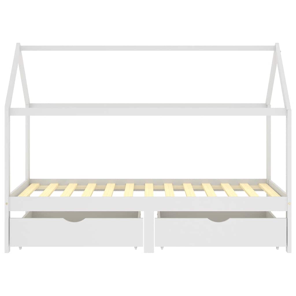 Giroletto Bambini con Cassetti Bianco Pino Massello 90x200 cm - homemem39