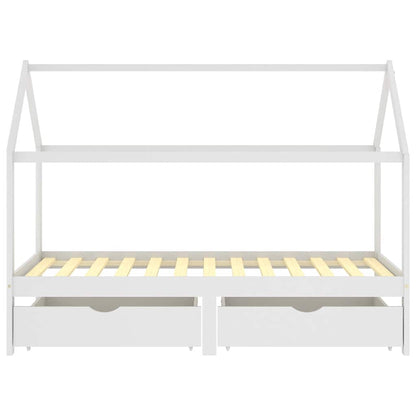 Giroletto Bambini con Cassetti Bianco Pino Massello 90x200 cm - homemem39