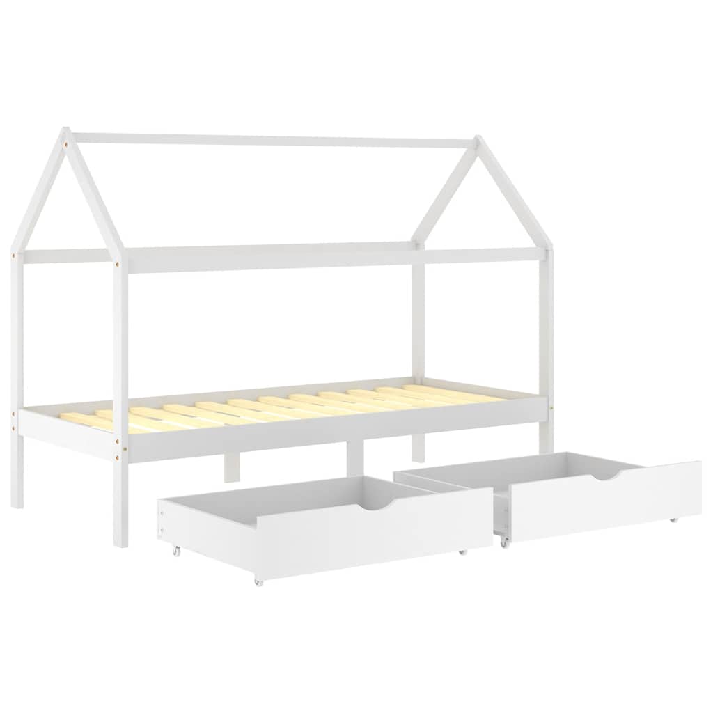 Giroletto Bambini con Cassetti Bianco Pino Massello 90x200 cm - homemem39