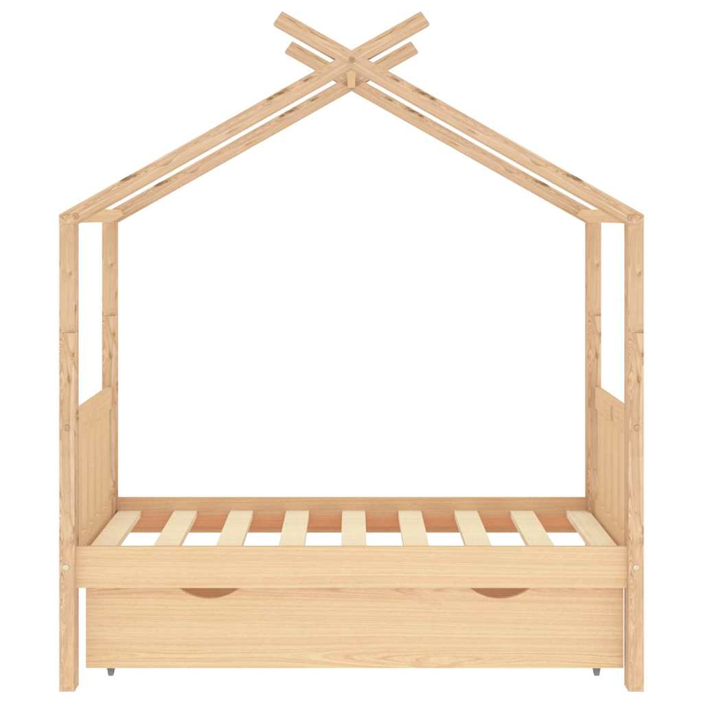 Giroletto per Bambini con Cassetto Legno Massello Pino 70x140cm - homemem39
