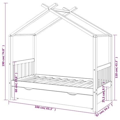 Giroletto per Bambini con Cassetto Legno Massello Pino 80x160cm - homemem39
