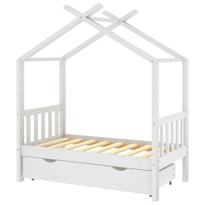 Giroletto Bambini con Cassetto Bianco Legno di Pino 70x140 cm - homemem39