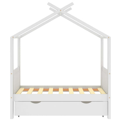 Giroletto Bambini con Cassetto Bianco Legno di Pino 70x140 cm - homemem39