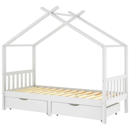 Giroletto Bambini Bianco con Cassetti Massello di Pino 90x200cm - homemem39