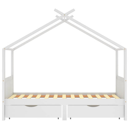 Giroletto Bambini Bianco con Cassetti Massello di Pino 90x200cm - homemem39