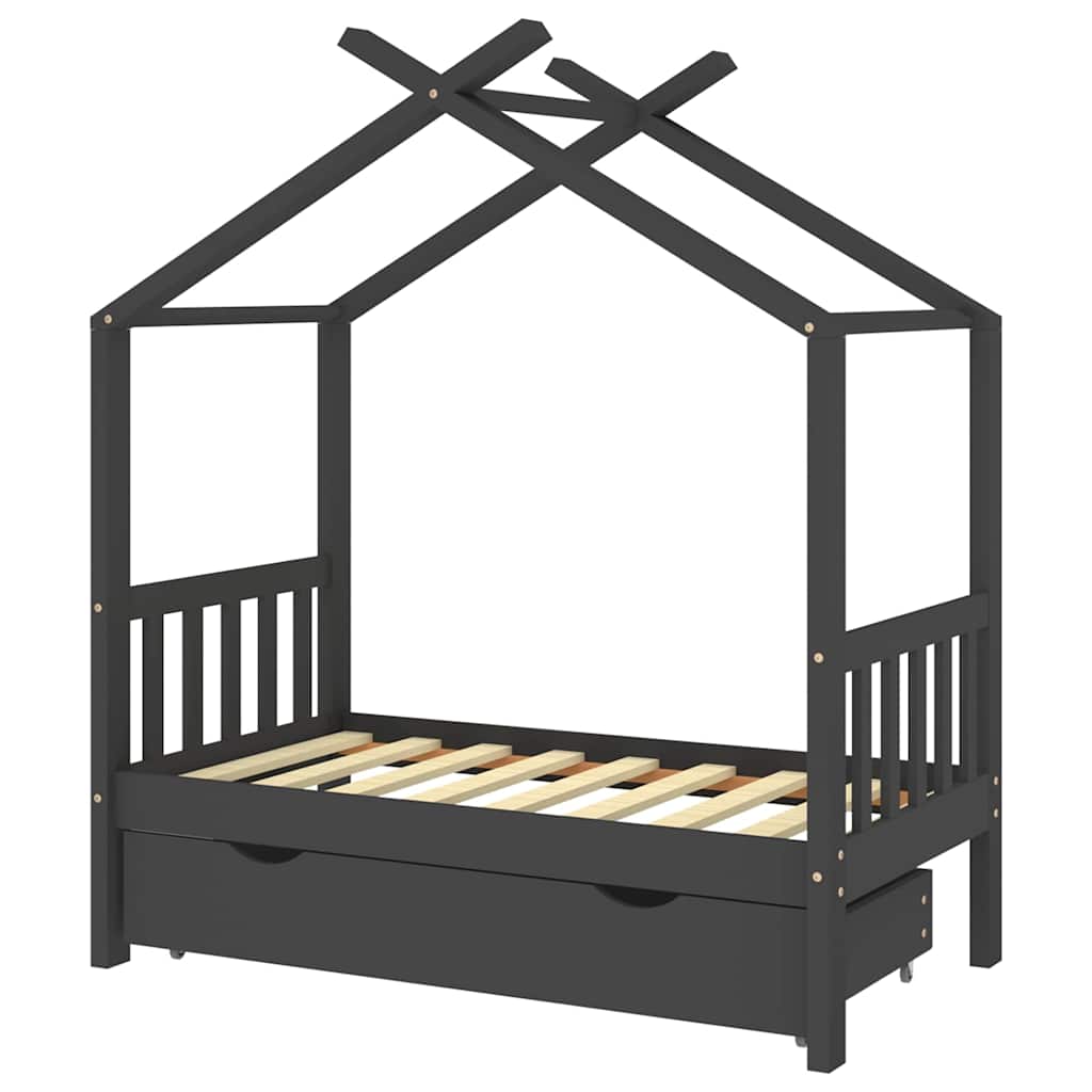 Giroletto per Bambini con Cassetto in Legno di Pino 70x140cm - homemem39