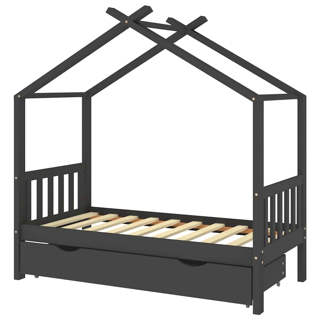 Giroletto per Bambini con Cassetto in Legno di Pino 80x160cm - homemem39