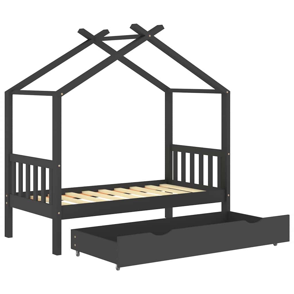 Giroletto per Bambini con Cassetto in Legno di Pino 80x160cm - homemem39