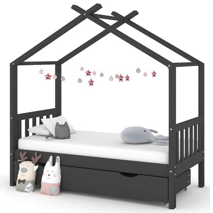 Giroletto per Bambini con Cassetto in Legno di Pino 80x160cm - homemem39